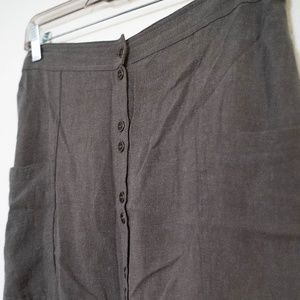 Army green button down skirt